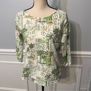 Palm Grove Womens Top Tunic 100% Cotton Beach Novelty Print Vacation Sailing S
